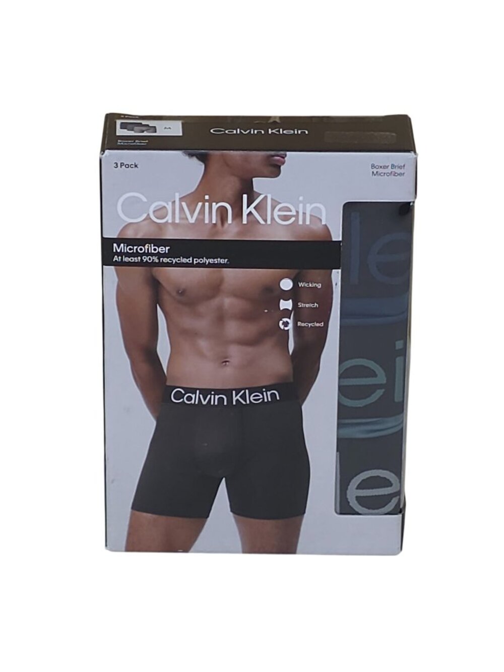 Calvin Klein Mens 3 Pack Boxer Briefs Microfiber Medium Wicking Stretch Recycled